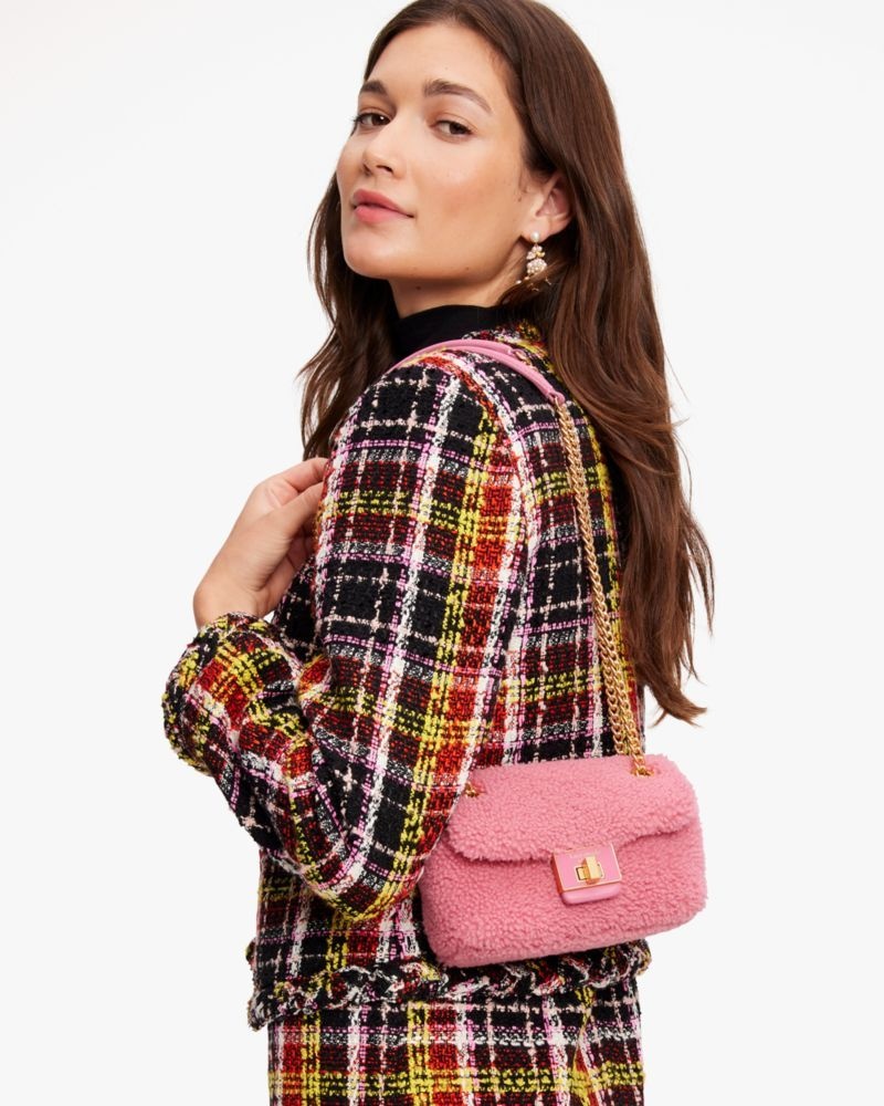 Kate Spade Evelyn Shearling Small Shoulder Crossbody Light Pink | 7583291-DV