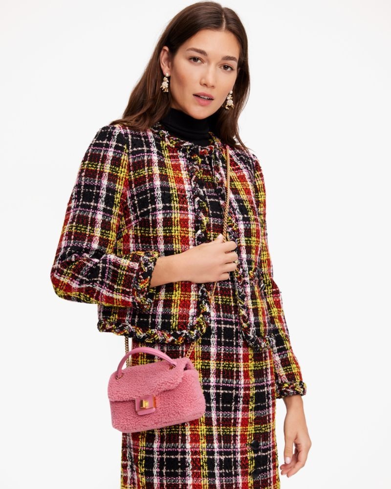 Kate Spade Evelyn Shearling Small Shoulder Crossbody Light Pink | 7583291-DV