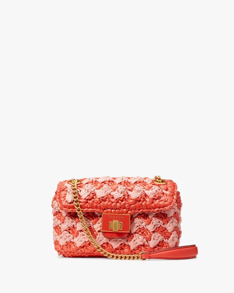Kate Spade Evelyn Striped Crochet Raffia Small Shoulder Crossbody Multicolor | 8279165-MW