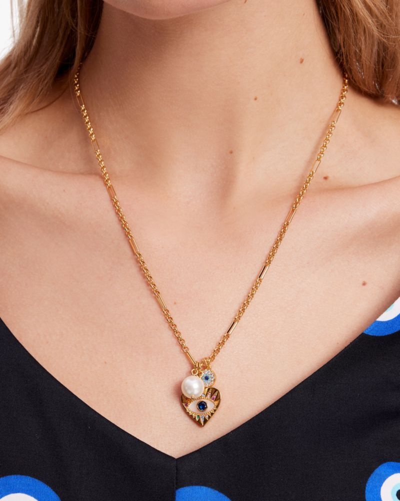 Kate Spade Evil Eye Cluster Pendant Cream Multicolor | 3675148-BW
