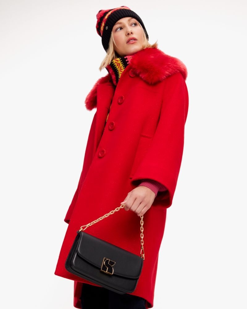 Kate Spade Faux Fur Collar Wool Coat Red | 0423875-YE