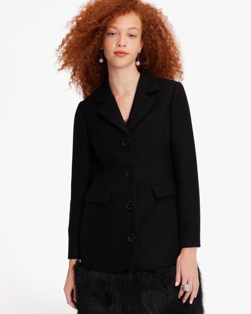 Kate Spade Faux Fur Hem Wool Coat Black | 7985316-CP