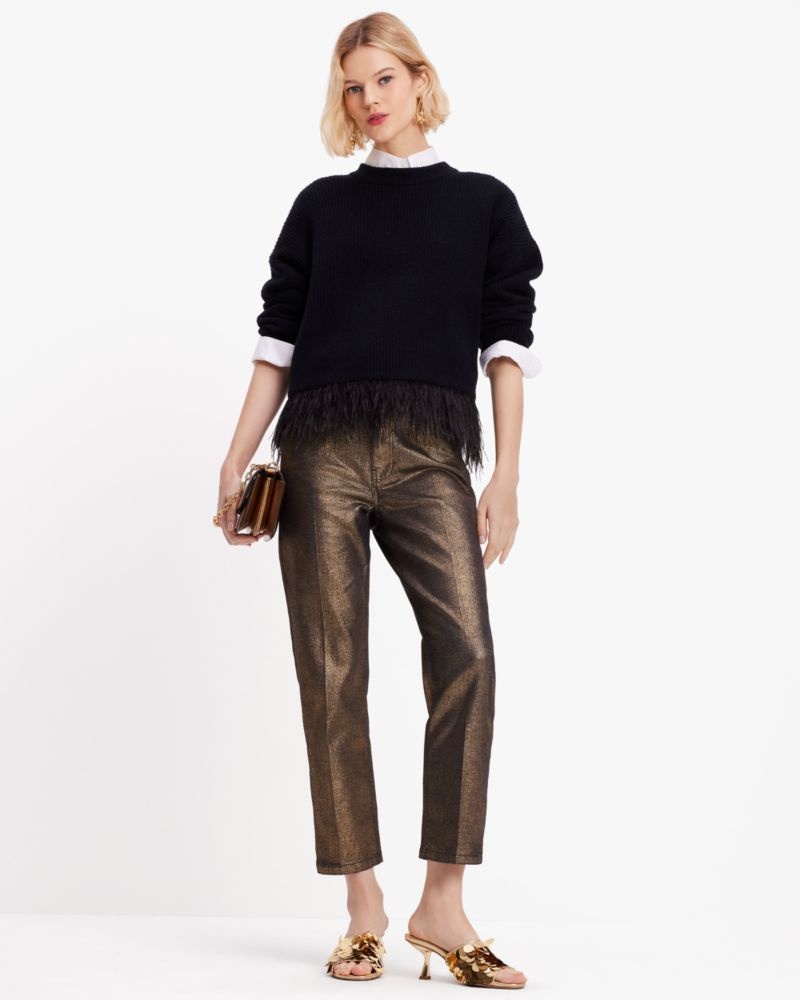 Kate Spade Feather Hem Sweater Black | 4708352-MT
