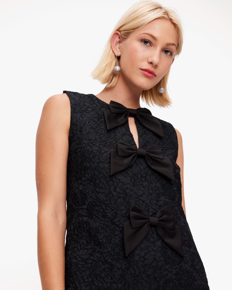 Kate Spade Festive Brocade Lace Bow Dress Black | 0534719-CT