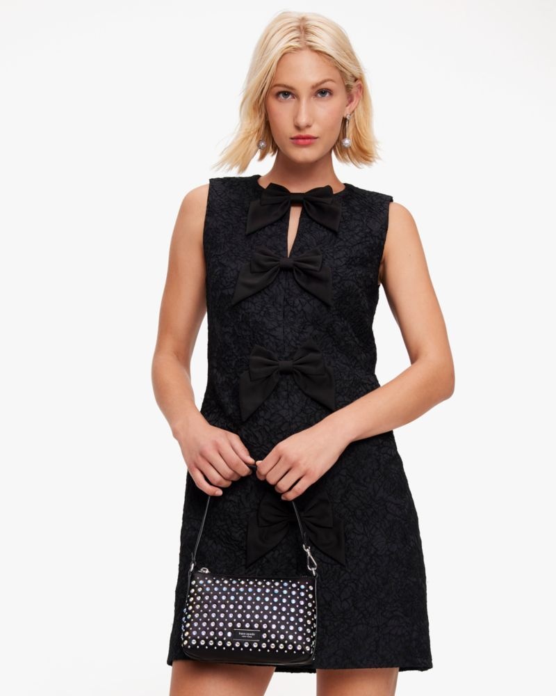 Kate Spade Festive Brocade Lace Bow Dress Black | 0534719-CT