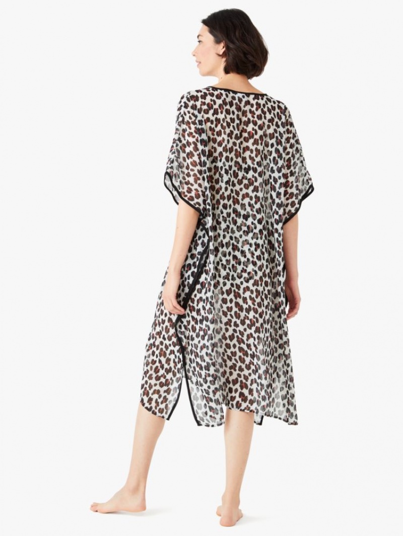 Kate Spade Fiji Feline Long Cover-up Caftan Black | 2854063-KJ