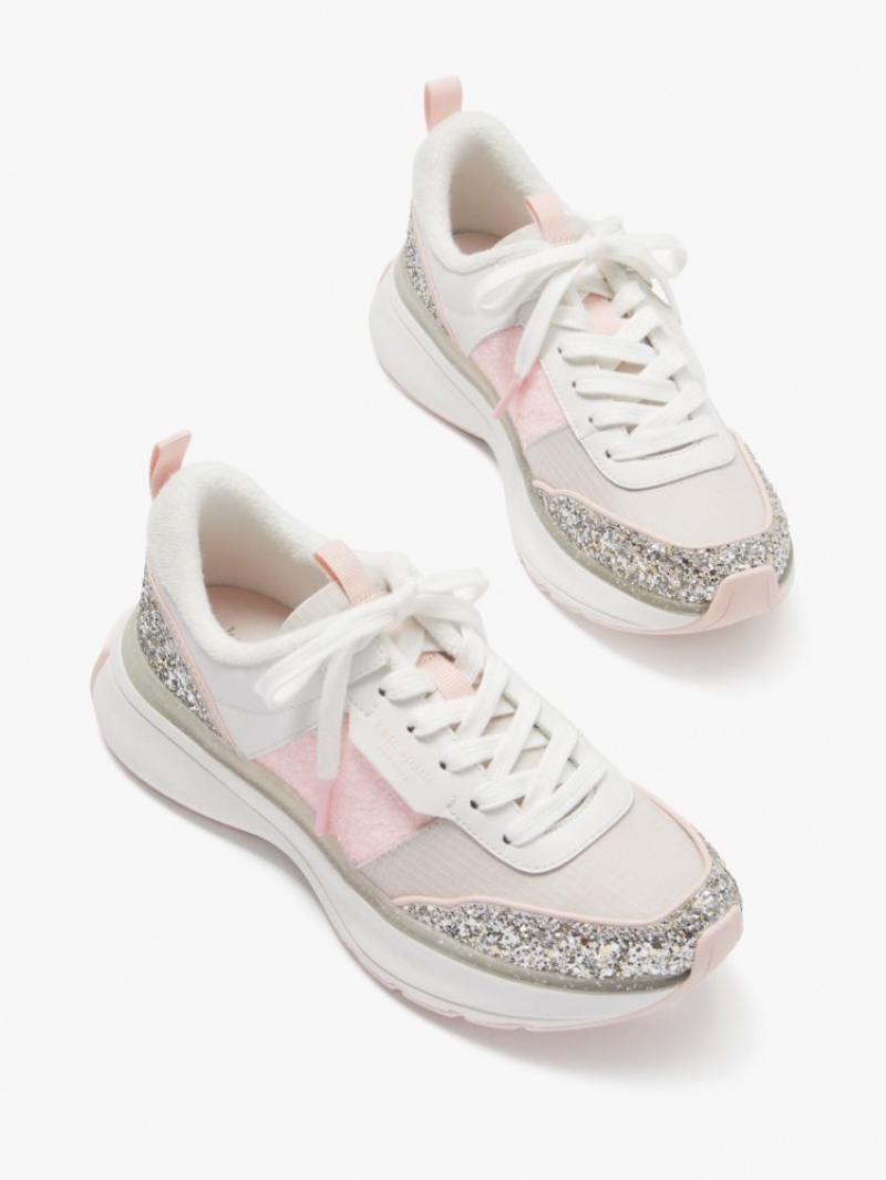 Kate Spade Flash Glitter Sneakers Silver Multicolor | 4326097-BR