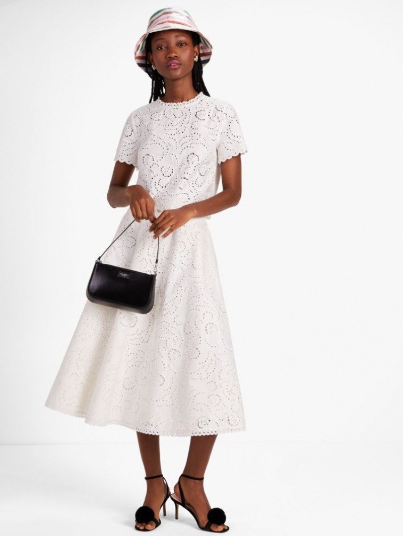 Kate Spade Floral Embroidered Cutwork Midi Skirt Cream | 4825936-ND