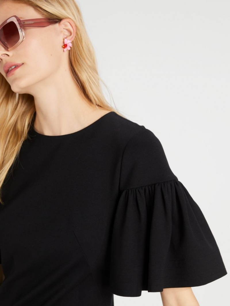 Kate Spade Flounce Sleeve Ponte Dress Black | 2975630-KE