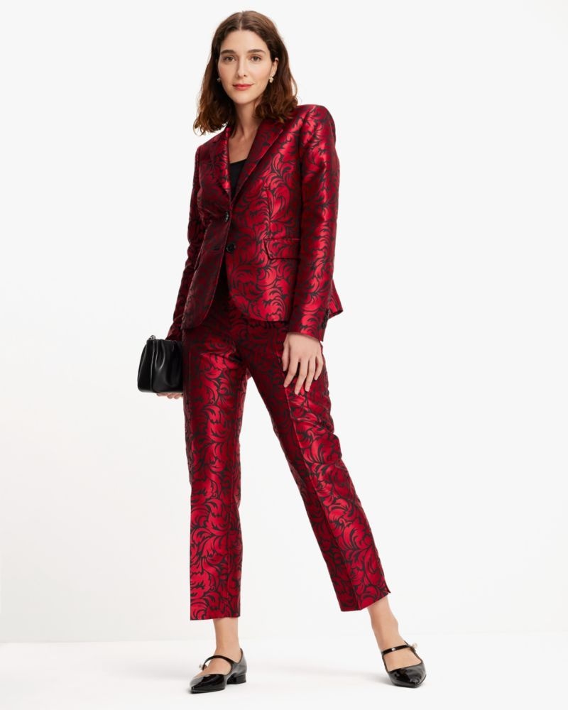 Kate Spade Flourish Swirl Brocade Blazer Black | 4065783-KL
