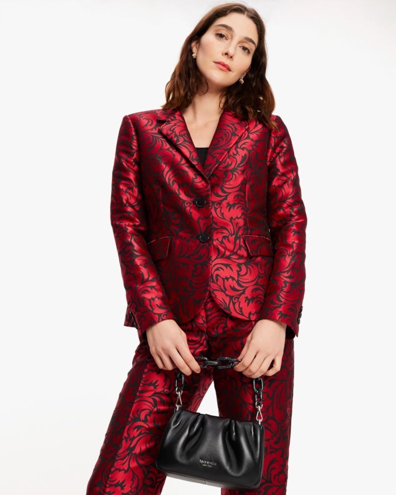 Kate Spade Flourish Swirl Brocade Blazer Black | 4065783-KL