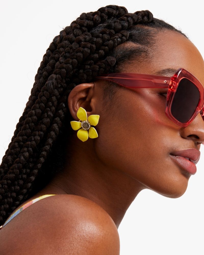 Kate Spade Flower Power Leather Studs Yellow Multicolor | 8902675-NU