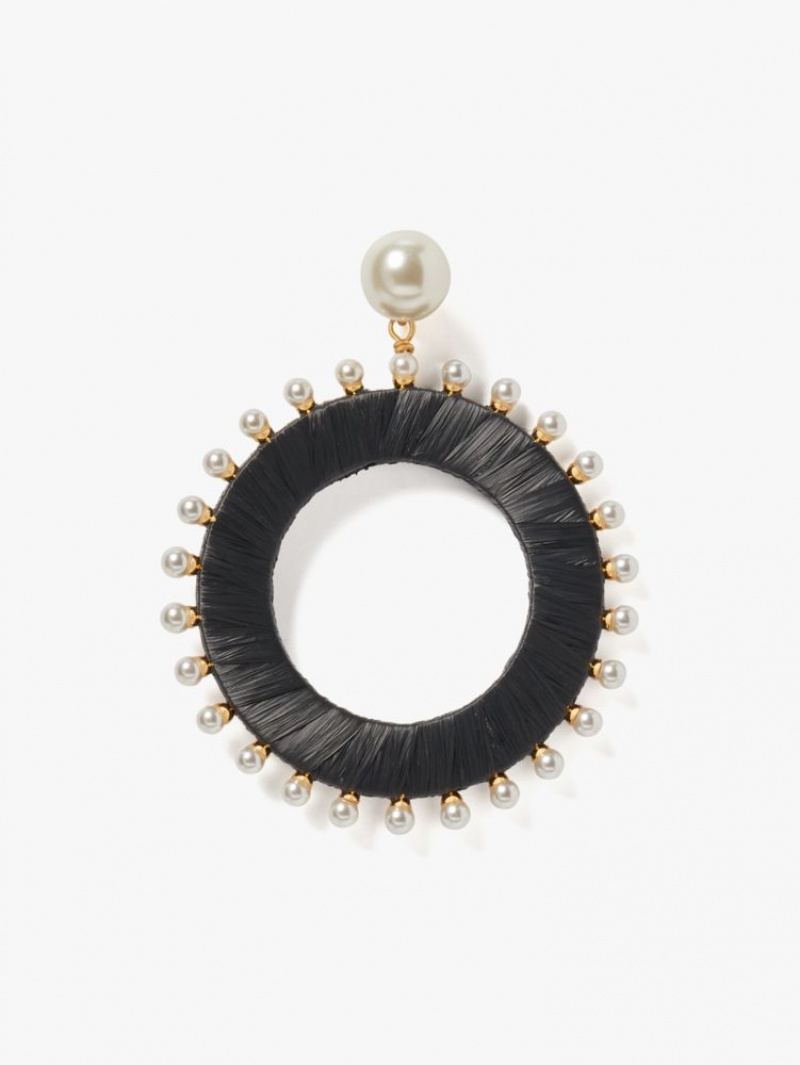 Kate Spade Francesca Raffia Drop Hoops Black Multicolor | 8954623-KH