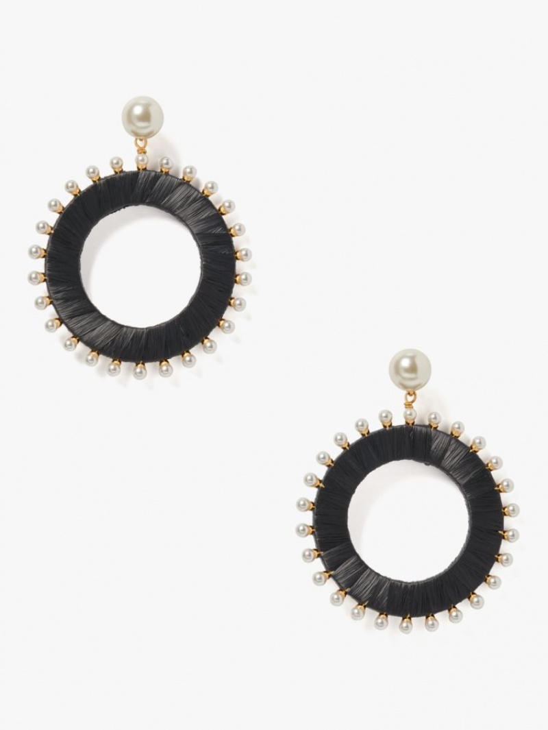 Kate Spade Francesca Raffia Drop Hoops Black Multicolor | 8954623-KH