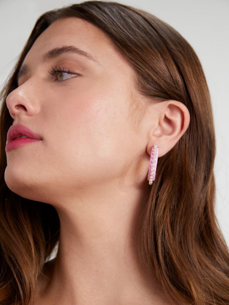 Kate Spade Francesca Raffia Hoops Pink Multicolor | 7903541-PG
