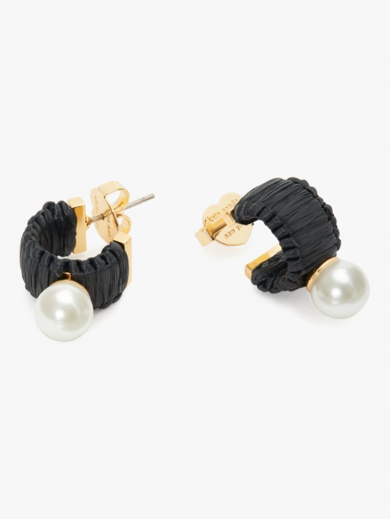 Kate Spade Francesca Raffia Mini Hoops Black Multicolor | 4761528-QL