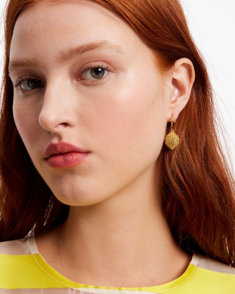 Kate Spade Fresh Squeeze Huggie Drop Earrings Yellow Multicolor | 1692538-UE