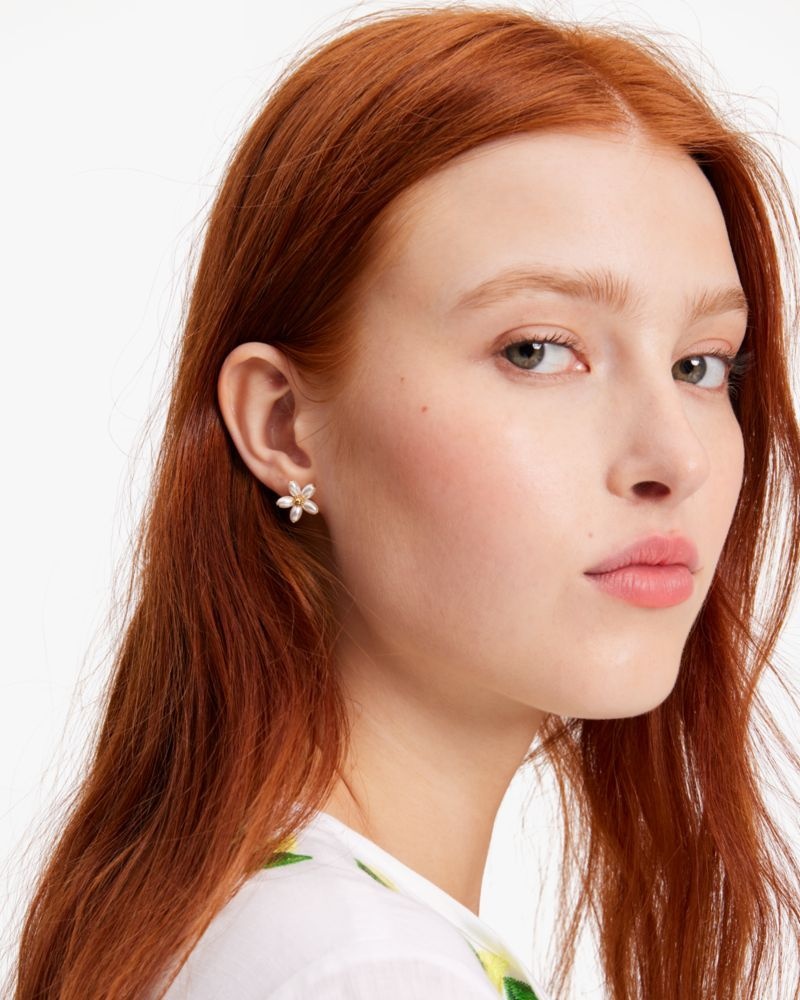 Kate Spade Fresh Squeeze Pearl Flower Studs Cream / Gold | 1256479-LH