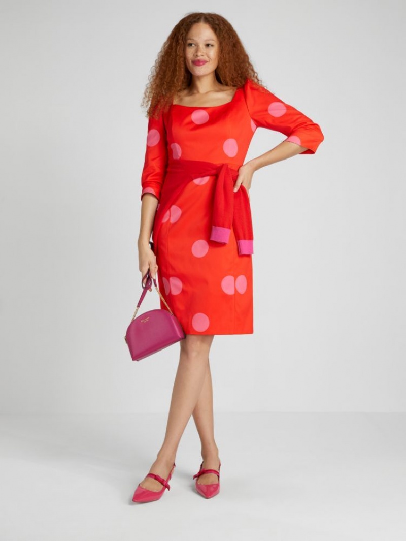 Kate Spade Giant Dot Faille Sheath Dress Deep Red | 0316257-MS