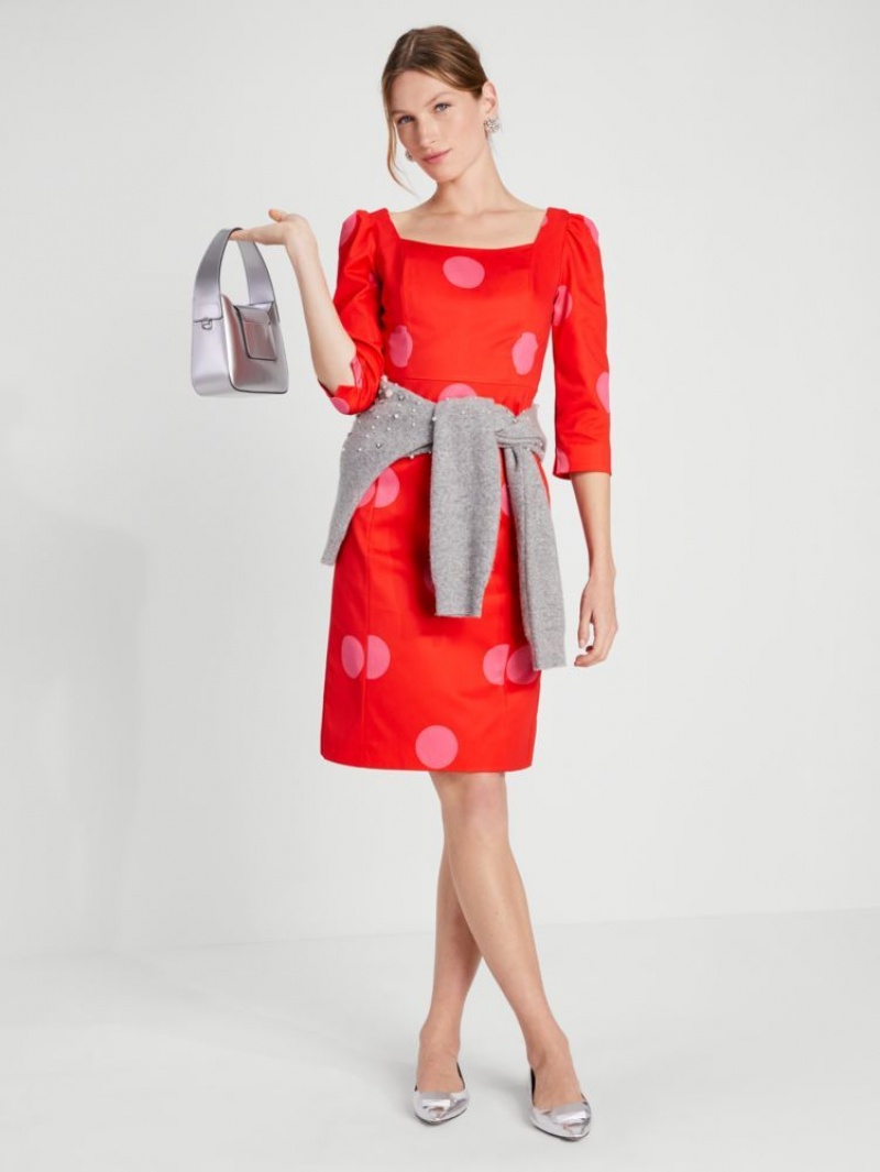Kate Spade Giant Dot Faille Sheath Dress Deep Red | 0316257-MS