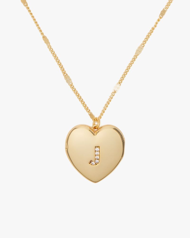 Kate Spade J Heart Letter Locket Necklace Gold | 4710925-YD