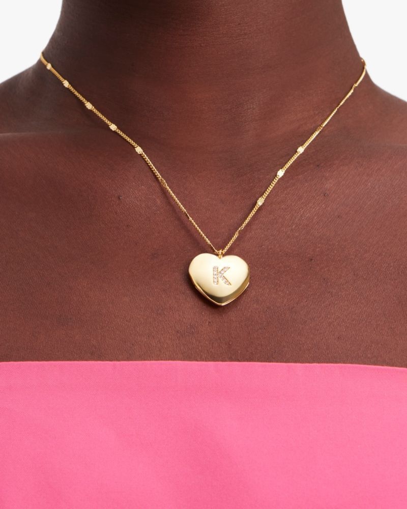 Kate Spade K Heart Letter Locket Necklace Gold | 6325489-VR
