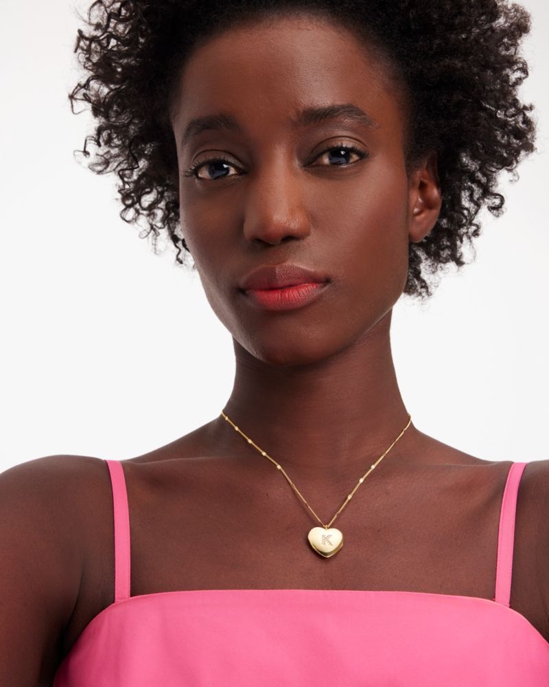 Kate Spade K Heart Letter Locket Necklace Gold | 6325489-VR