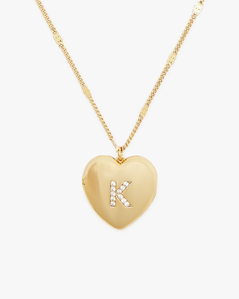 Kate Spade K Heart Letter Locket Necklace Gold | 6325489-VR
