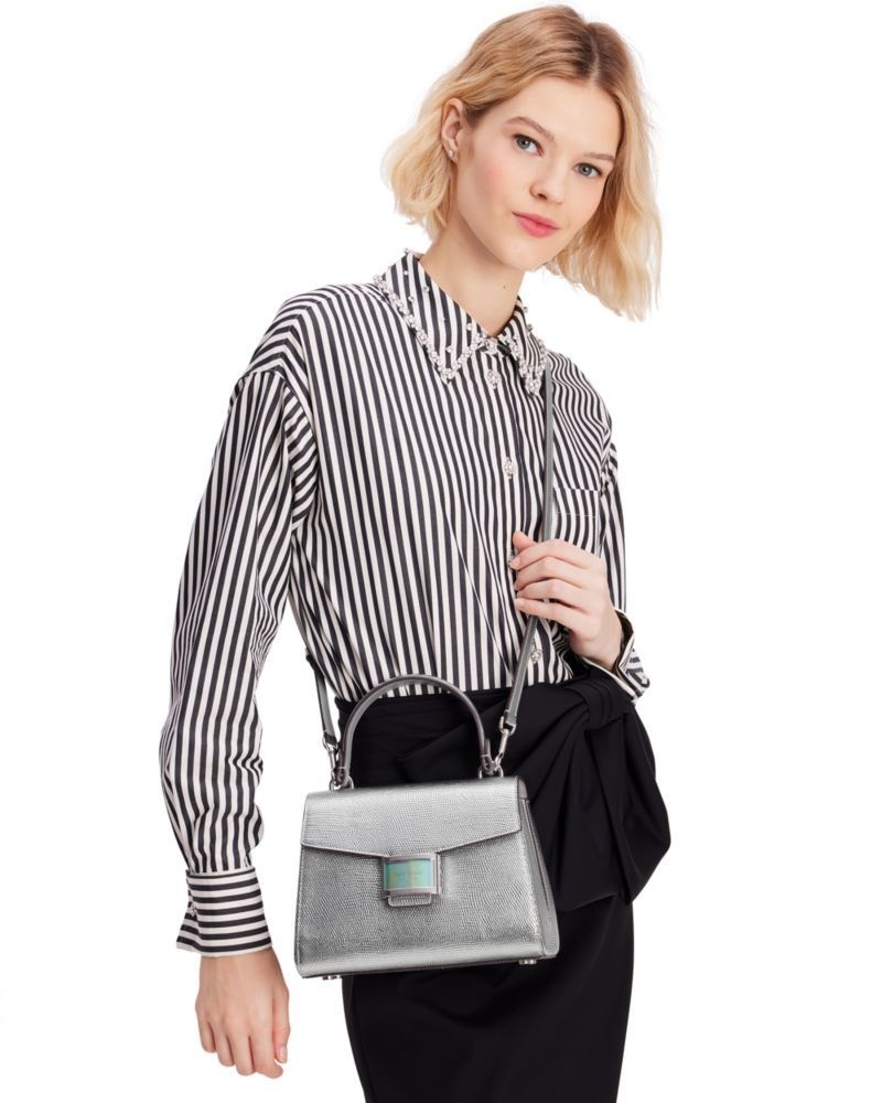 Kate Spade Katy Lizard-embossed Small Top-handle Bag Silver | 4785360-RL
