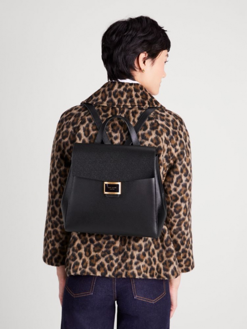 Kate Spade Katy Medium Flap Backpack Black | 7298645-DT