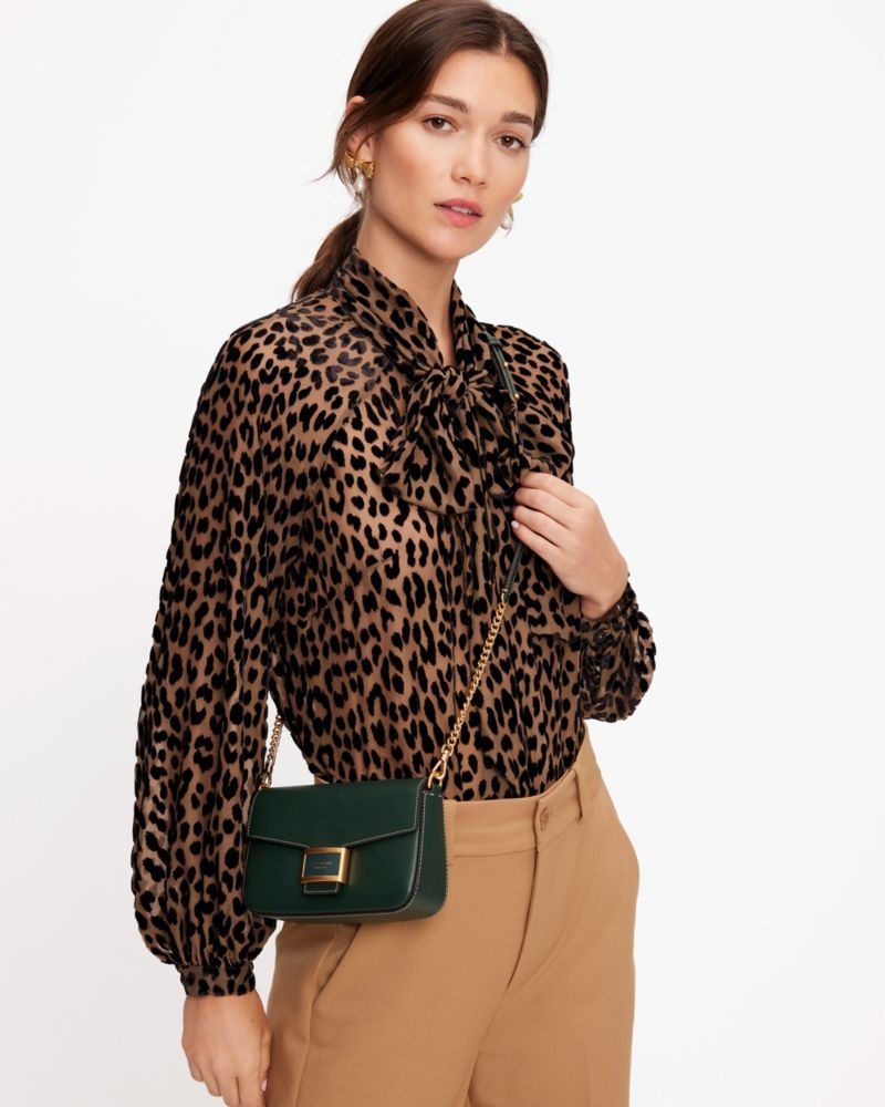 Kate Spade Katy Textured Leather Flap Chain Crossbody Rock Garden | 0652394-EY