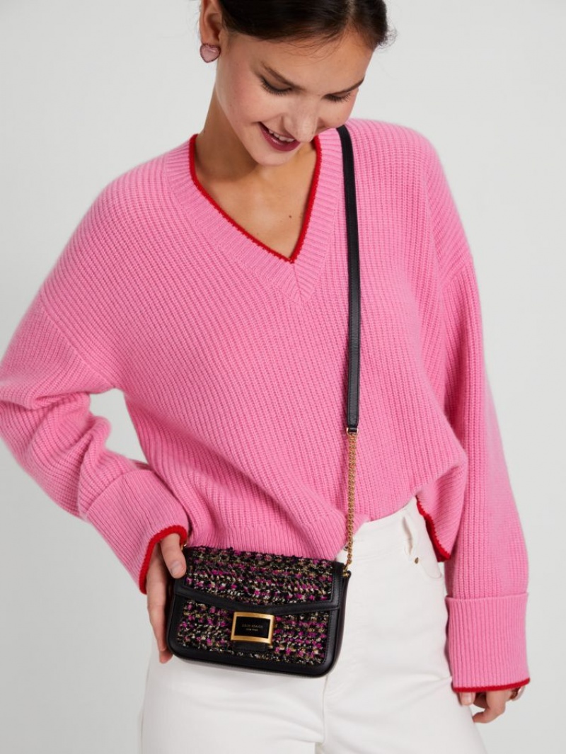 Kate Spade Katy Tweed Flap Chain Crossbody Pink Multicolor | 3418527-RP