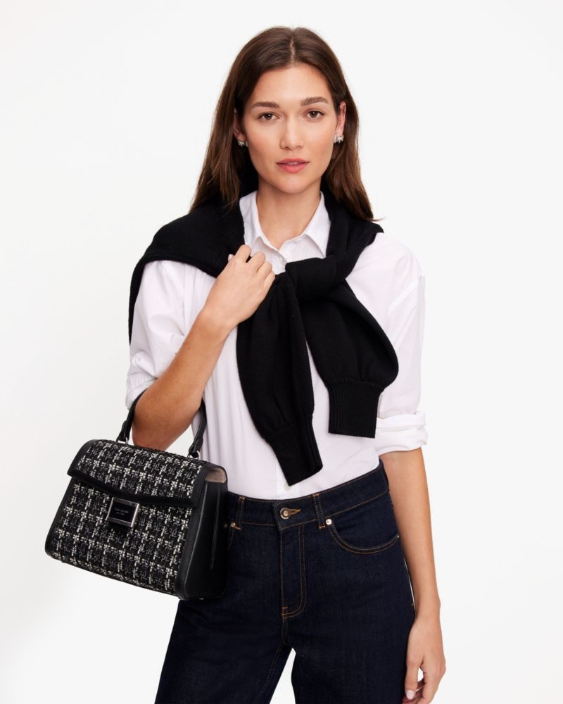 Kate Spade Katy Tweed Medium Top-handle Bag Black Multicolor | 6253780-JY