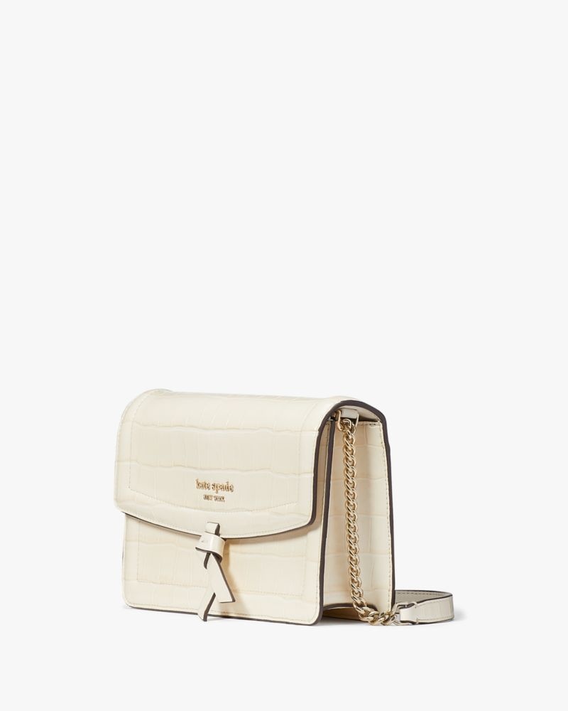 Kate Spade Knott Croc-embossed Flap Crossbody White | 1864237-PV