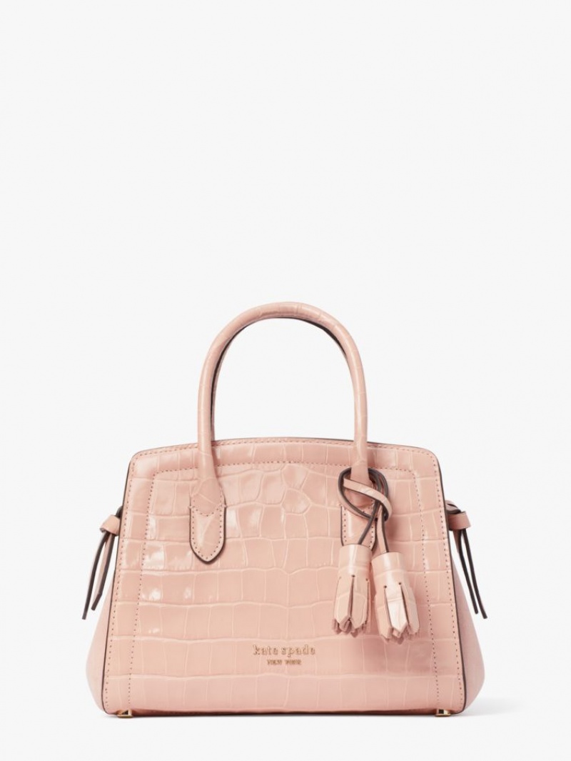 Kate Spade Knott Croc-embossed Leather & Suede Mini Satchel Rose | 8930412-DN