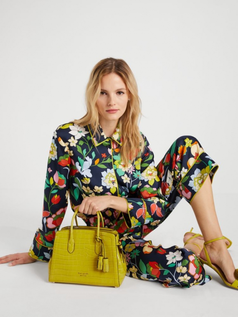 Kate Spade Knott Croc-embossed Medium Satchel Granny Smith | 5903287-TE