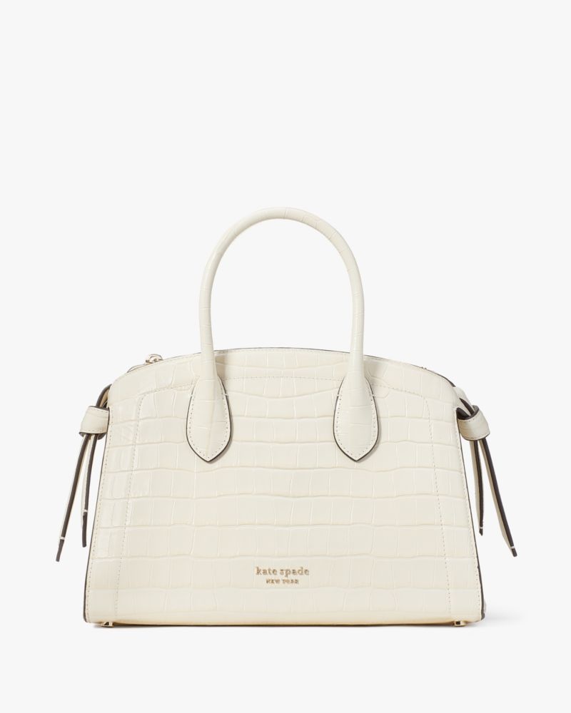 Kate Spade Knott Croc-embossed Medium Zip-top Satchel White | 4301897-WQ