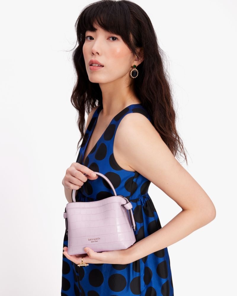 Kate Spade Knott Croc-embossed Mini Crossbody Tote Purple White | 3065984-IM