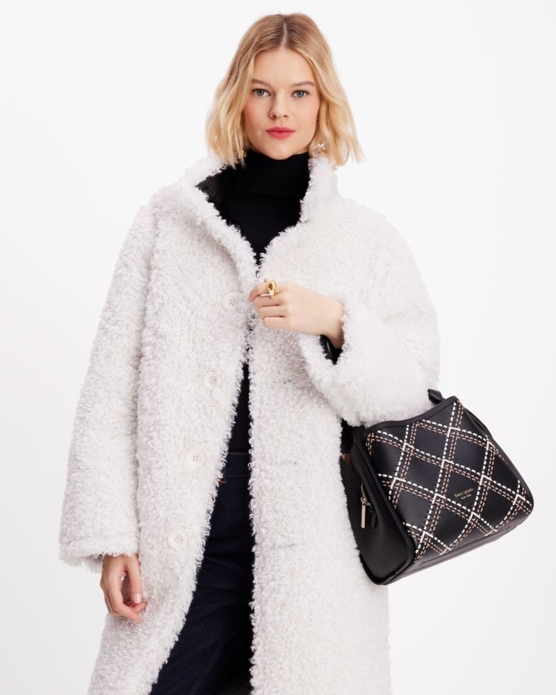 Kate Spade Knott Plaid Stitched Medium Crossbody Tote Black Multicolor | 2045871-WQ