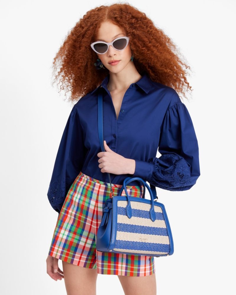 Kate Spade Knott Striped Medium Satchel Blue Multicolor | 6130257-LQ