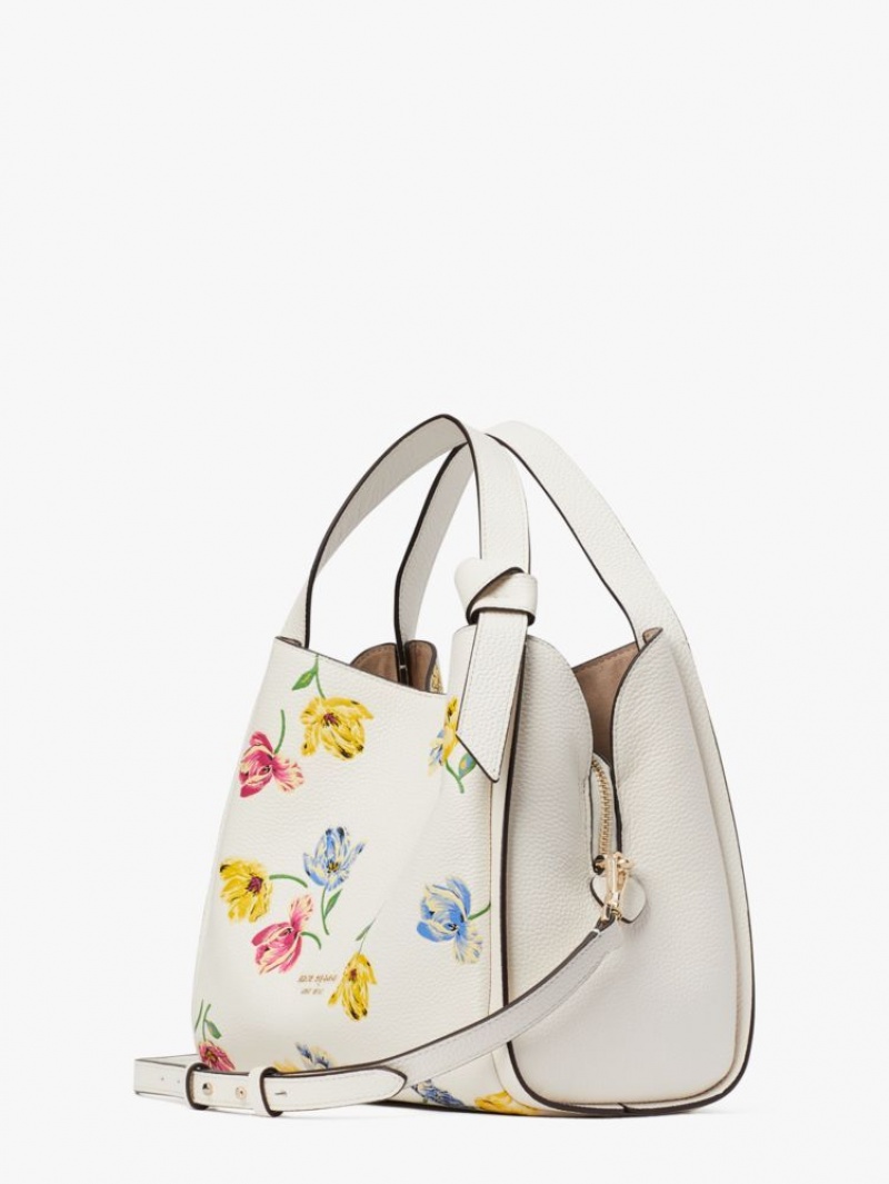 Kate Spade Knott Tulip Toss Embossed Medium Crossbody Tote Cream Multicolor | 2086573-MI