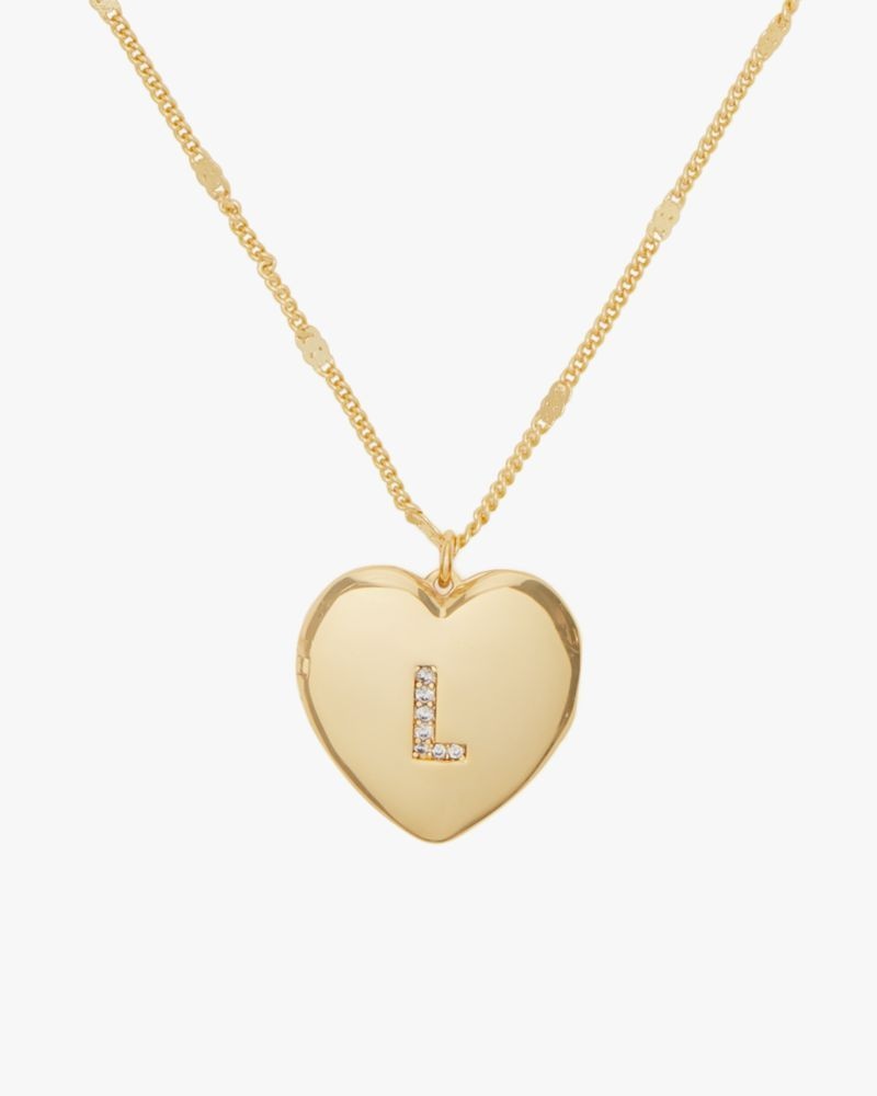 Kate Spade L Heart Letter Locket Necklace Gold | 0548931-OQ