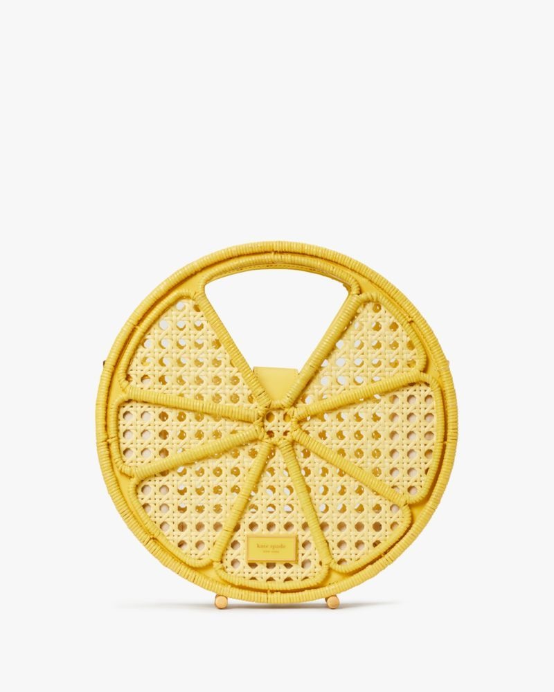 Kate Spade Lemon Drop Rattan Top-Handle Bag Yellow Multicolor | 2654137-GE