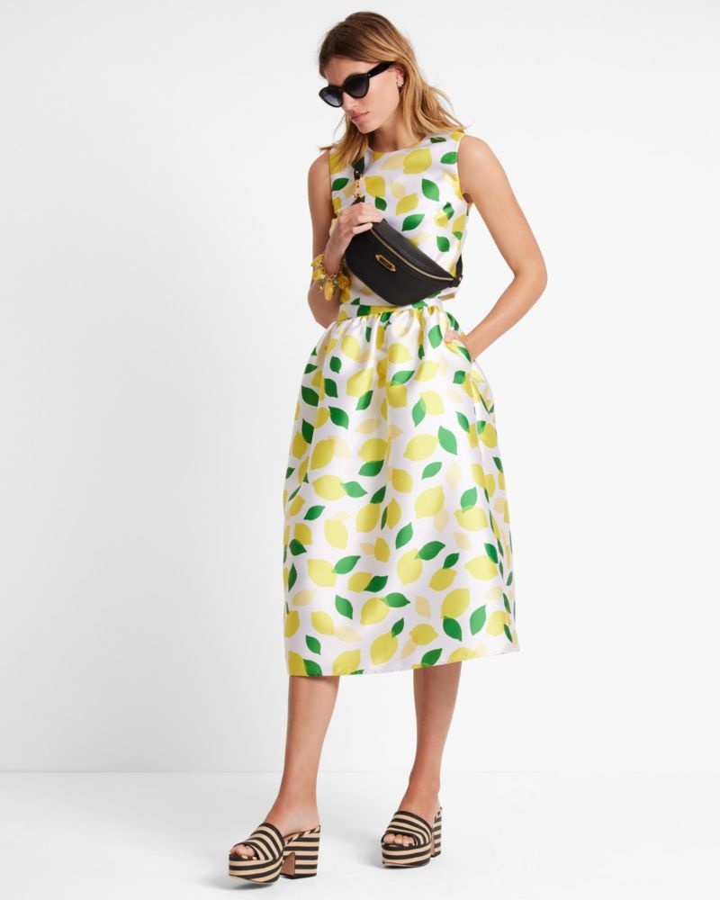Kate Spade Lemon Toss Mikado Midi Skirt Cream | 9410376-YU