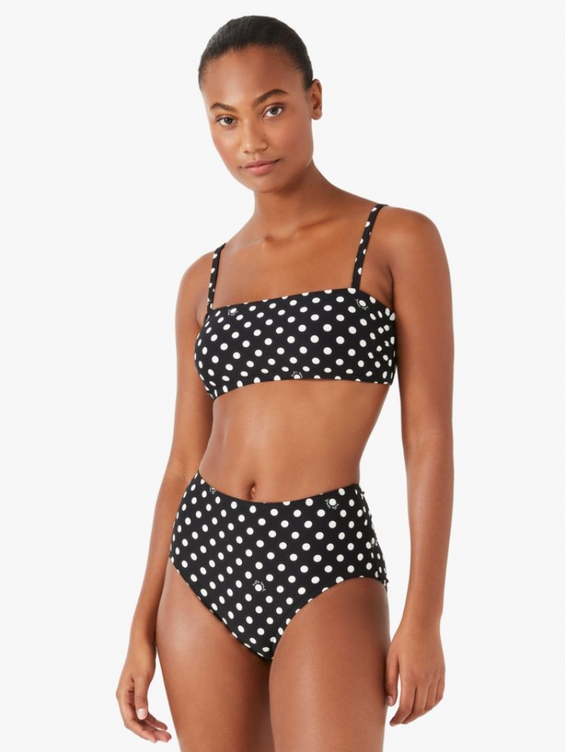 Kate Spade Lia Dot High-waist Bikini Bottom Black | 3729456-HZ