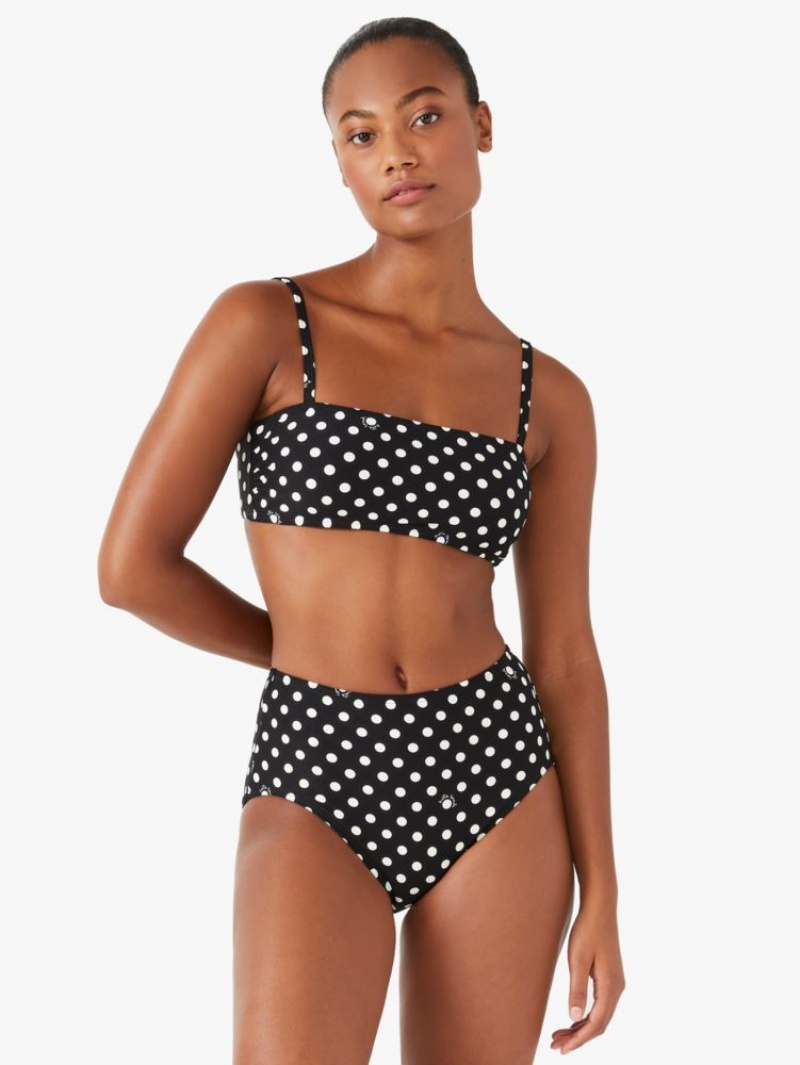 Kate Spade Lia Dot Square-neck Bikini Top Black | 3746281-DL