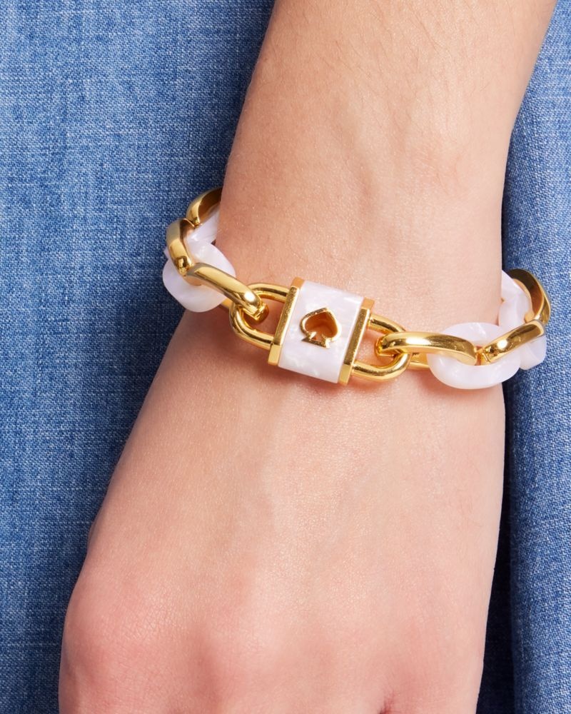 Kate Spade Lock And Spade Link Bracelet White Gold | 2983754-AQ