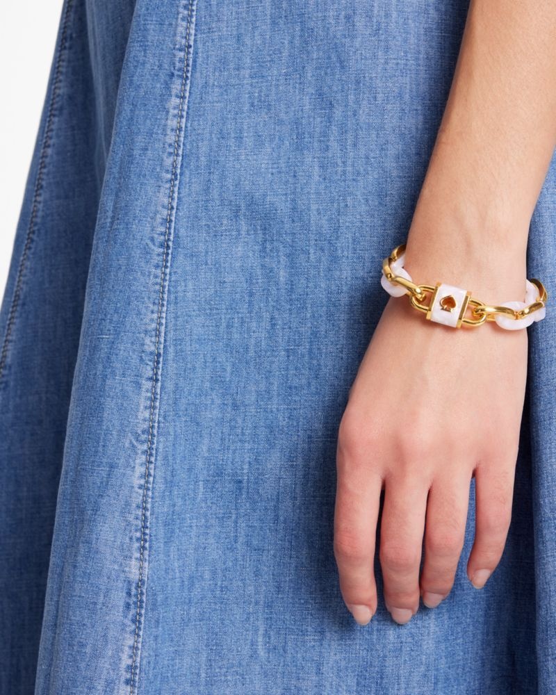 Kate Spade Lock And Spade Link Bracelet White Gold | 2983754-AQ