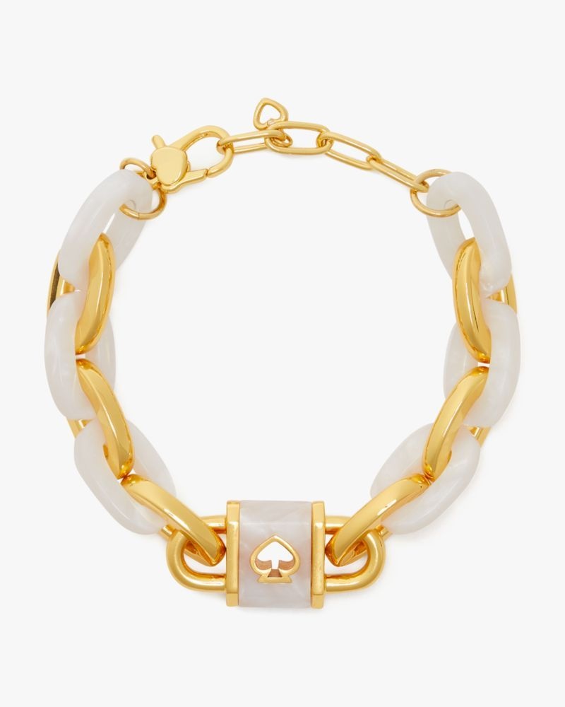Kate Spade Lock And Spade Link Bracelet White Gold | 2983754-AQ