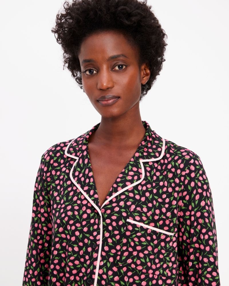 Kate Spade Long PJ Set Ditsy Tulips Print | 1597836-ZQ